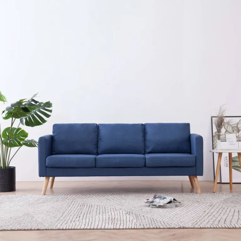 3-Sitzer-Sofa Stoff Blau Couch