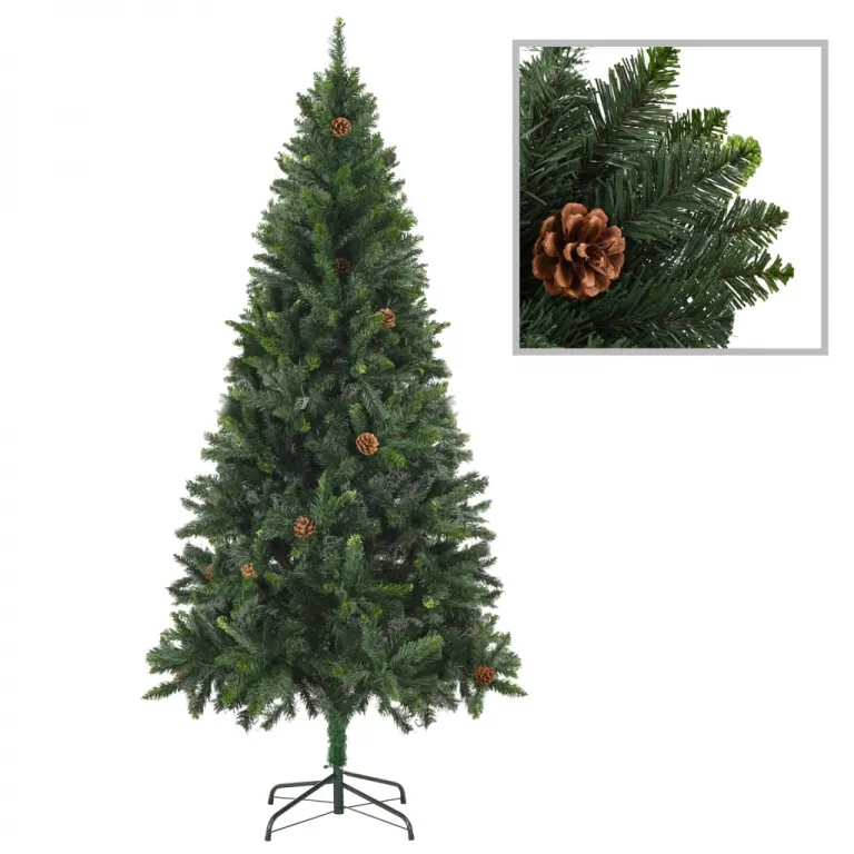 Knstlicher Weihnachtsbaum mit Kiefernzapfen Grn 180 cm
