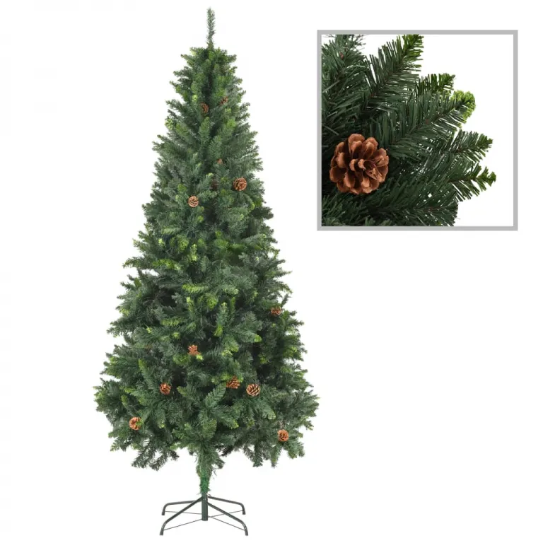 Knstlicher Weihnachtsbaum mit Kiefernzapfen Grn 210 cm