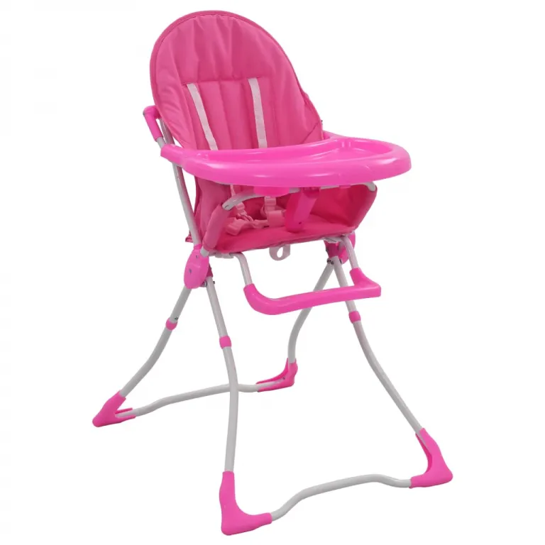 Babystuhl Hochstuhl Babysitz Kinderstuhl mit Tisch, Gurt klappbar Rosa und Wei