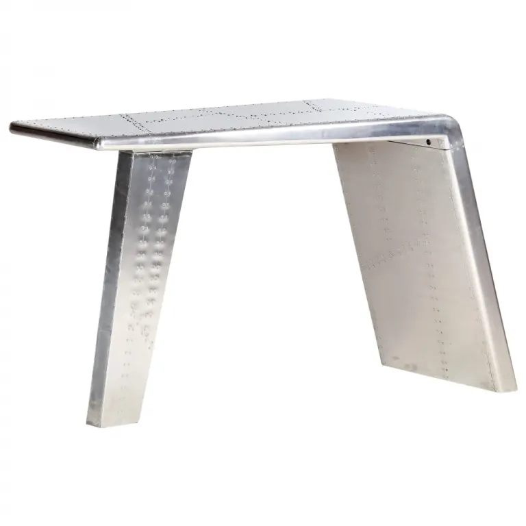 Schreibtisch Flugzeugflgel-Optik Silbern 112x50x76 cm Metall