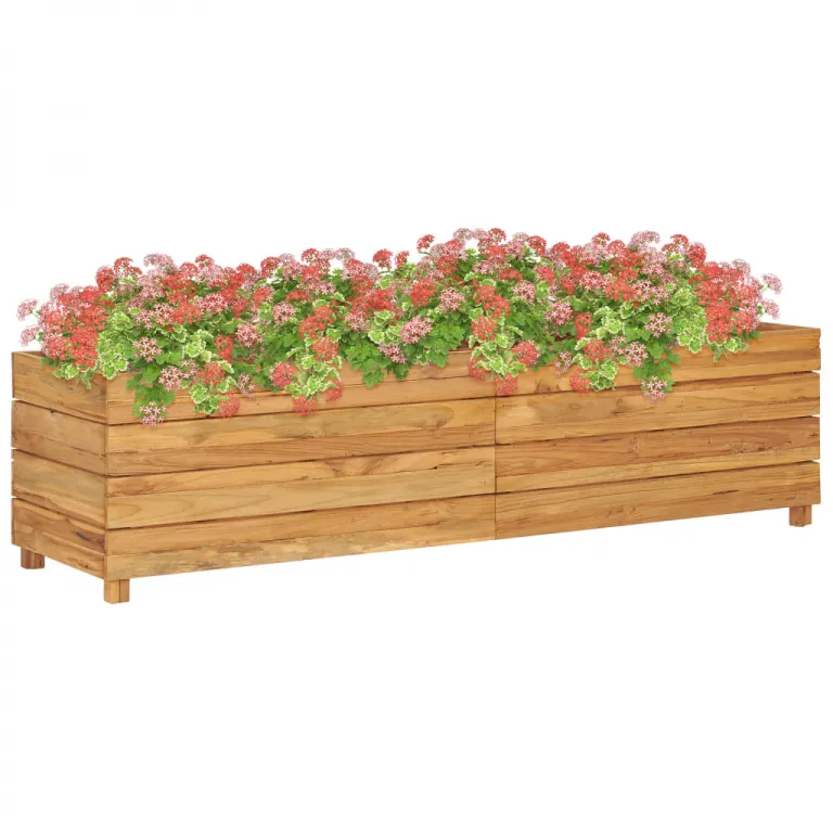 Hochbeet 150x40x38 cm Teak Altholz und Stahl Holz