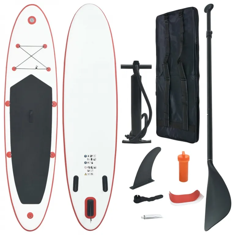 Stand Up Paddle Surfboard SUP Aufblasbar Rot und Wei