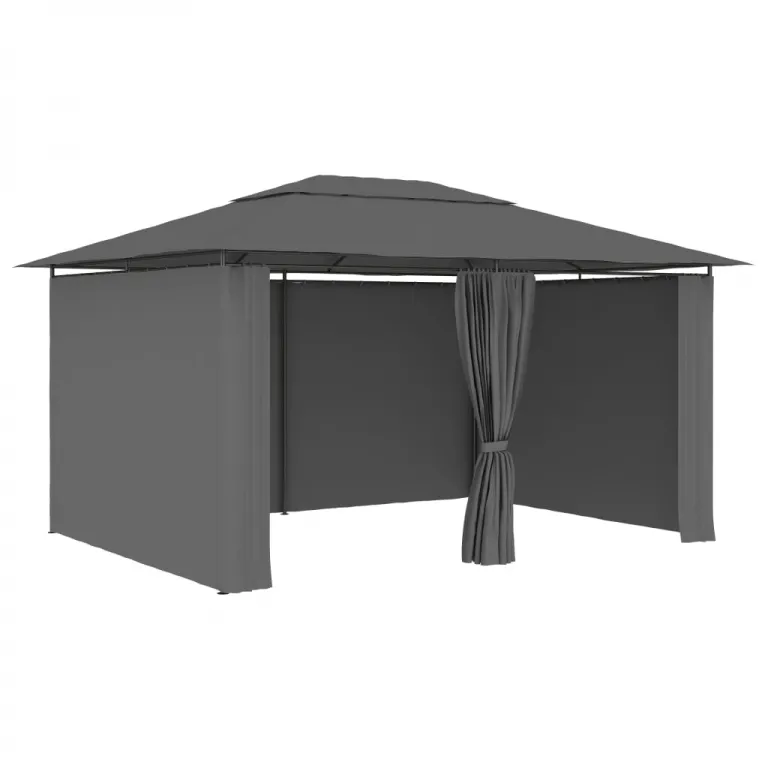 Garten Pavillon Gartenzelt mit Vorhngen 4 x 3 m Anthrazit