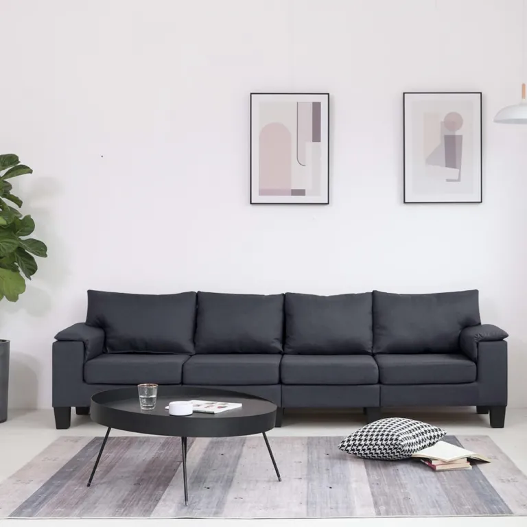 4-Sitzer-Sofa Dunkelgrau Stoff Couch