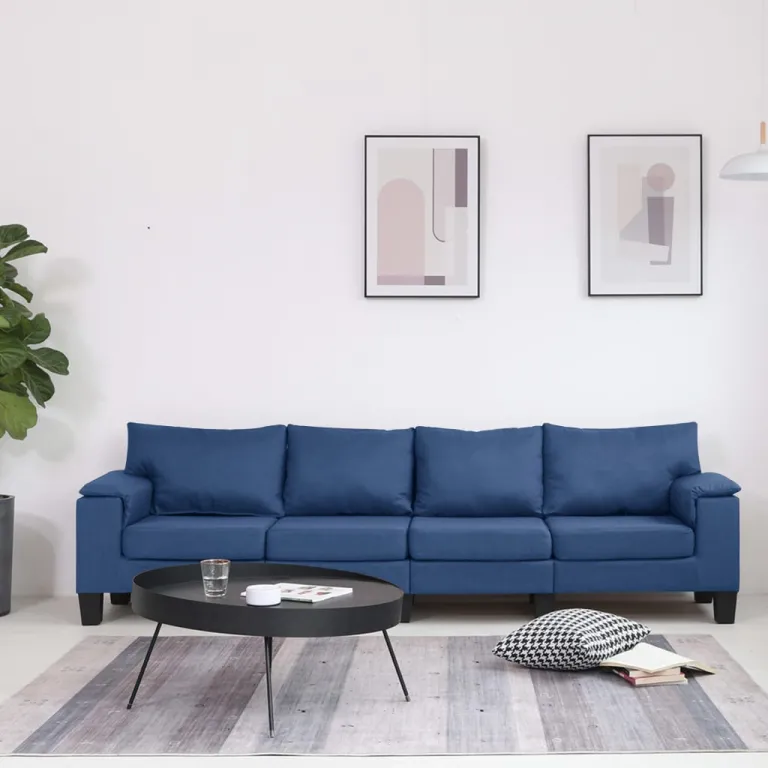 4-Sitzer-Sofa Blau Stoff Couch
