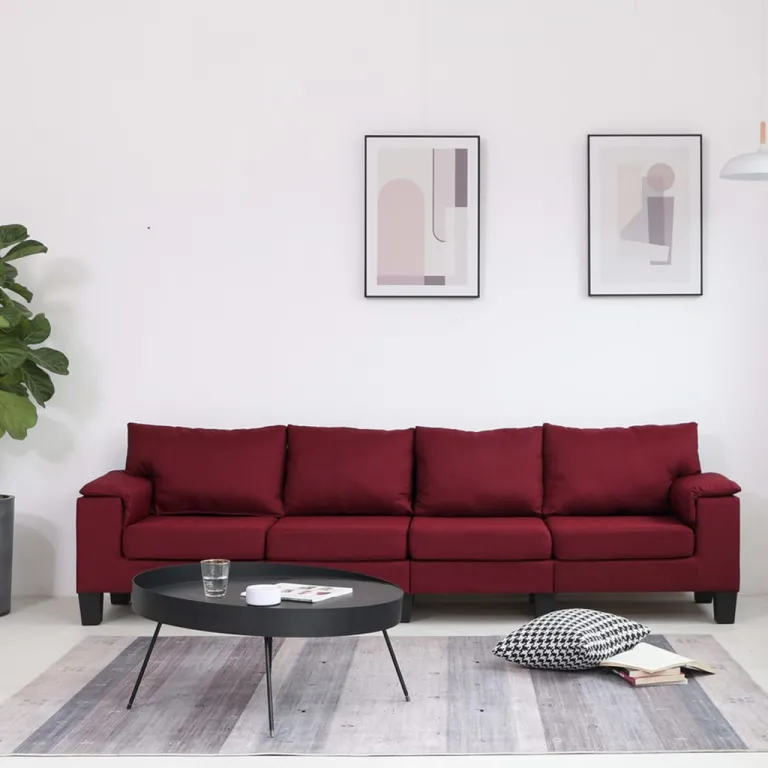 4-Sitzer-Sofa Weinrot Stoff Couch