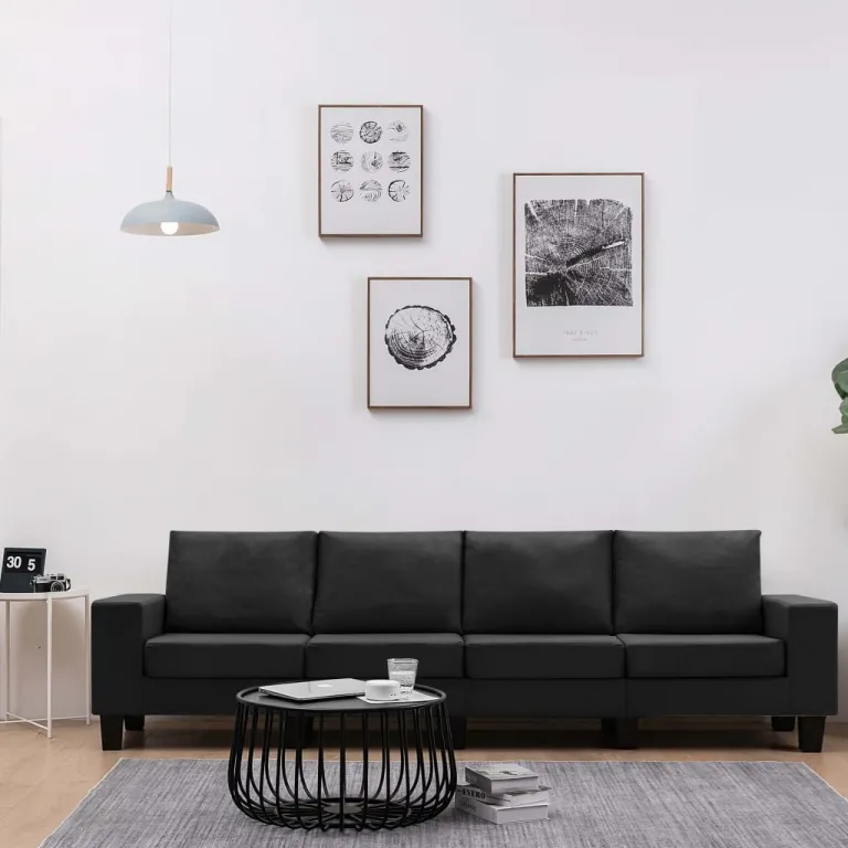 4-Sitzer-Sofa Schwarz Stoff Couch
