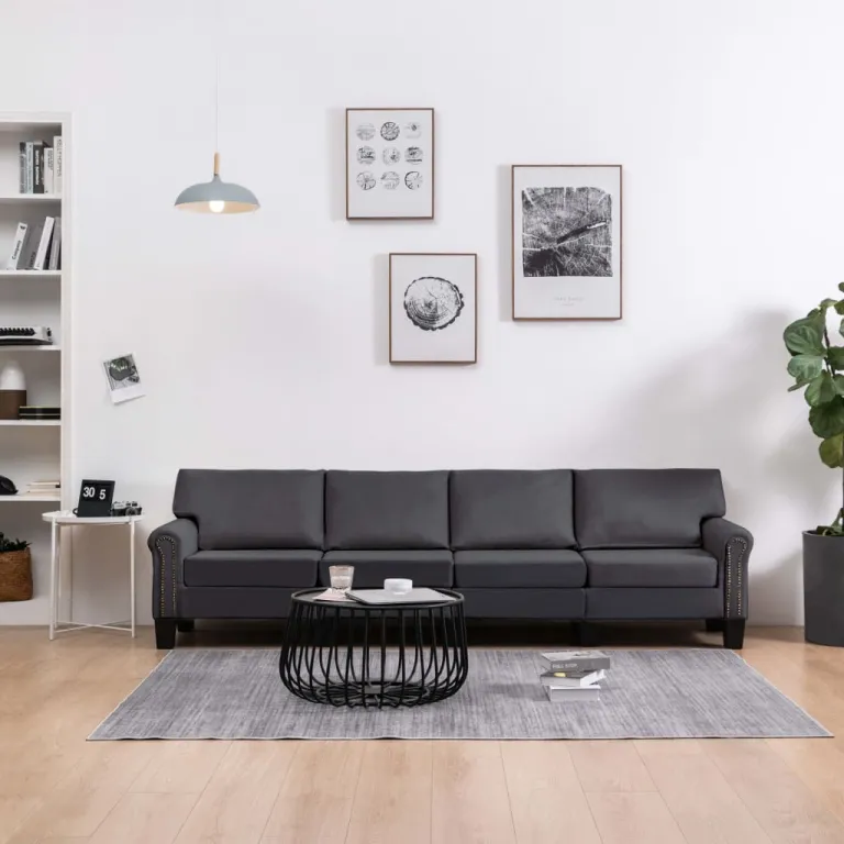 4-Sitzer-Sofa Dunkelgrau Stoff Couch
