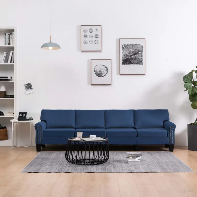 4-Sitzer-Sofa Blau Stoff Couch