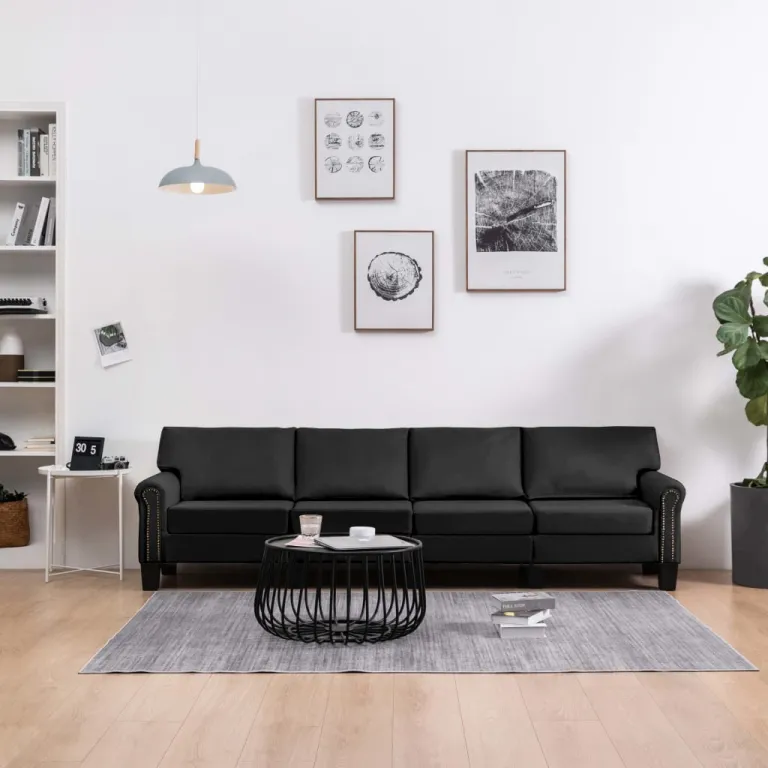 4-Sitzer-Sofa Schwarz Stoff Couch