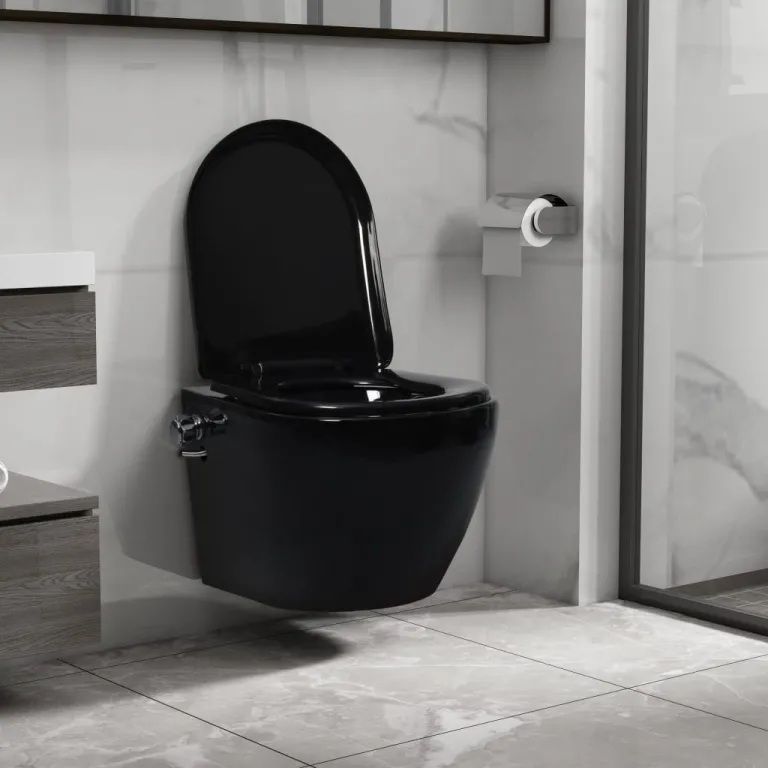 Wand-WC ohne Splrand mit Bidet-Funktion Keramik Schwarz