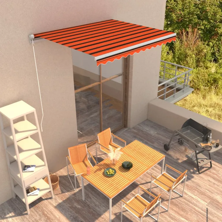 Einziehbare Markise Handbetrieben 300 x 250 cm Orange und Braun Balkon Terrasse