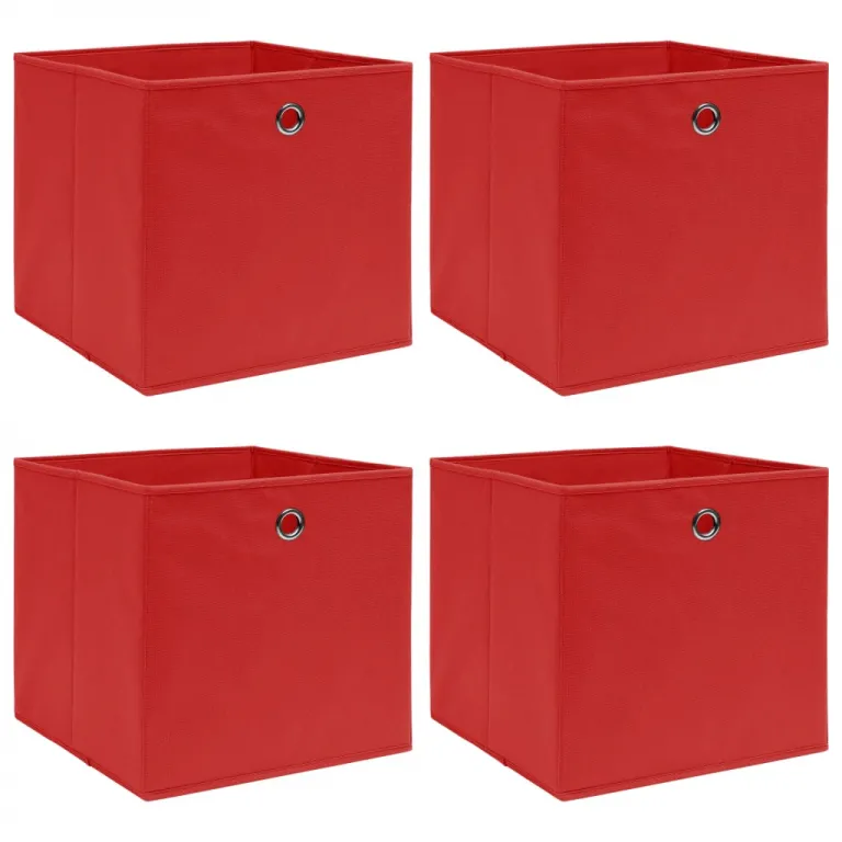 Aufbewahrungsboxen 4 Stk. Rot 323232 cm Stoff