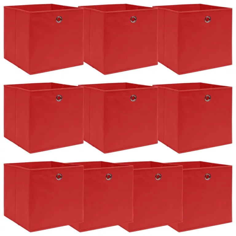 Aufbewahrungsboxen 10 Stk. Rot 323232 cm Stoff