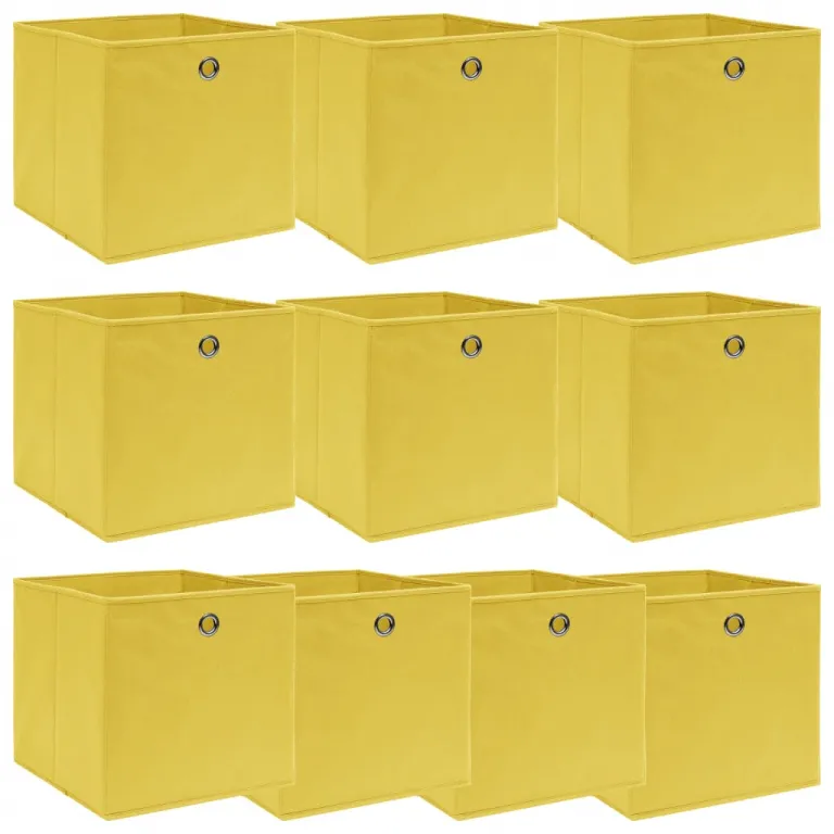 Aufbewahrungsboxen 10 Stk. Gelb 323232 cm Stoff