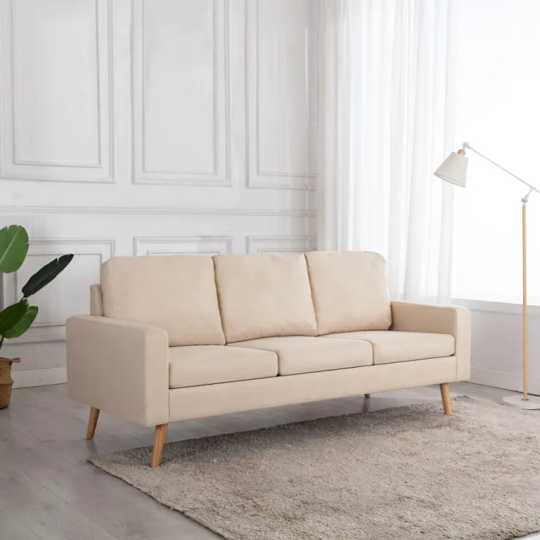3-Sitzer-Sofa Creme Stoff Couch