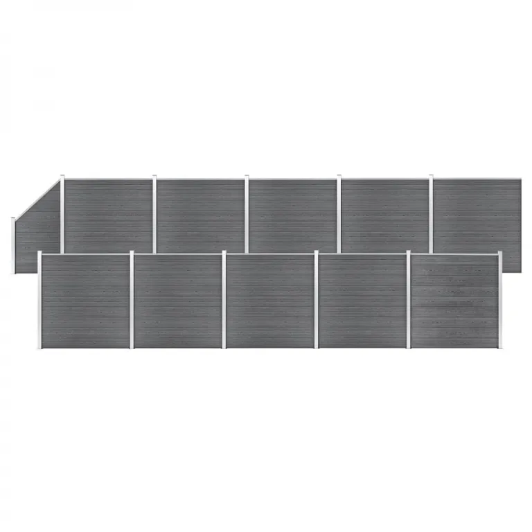 WPC Zaun-Set 10 Quadrate   1 Schrge 1830x186 cm Grau