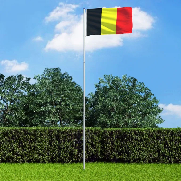 Flagge Belgiens und Mast Aluminium 6 m