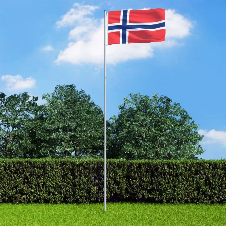 Flagge Norwegens und Mast Aluminium 6 m