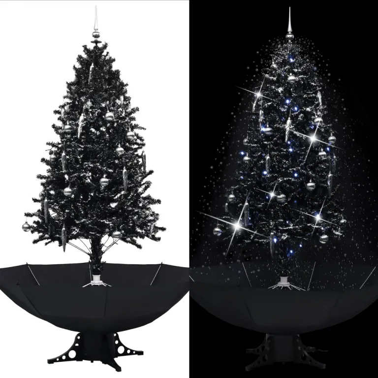 Schneiender Weihnachtsbaum mit Schirmfu Schwarz 190 cm PVC