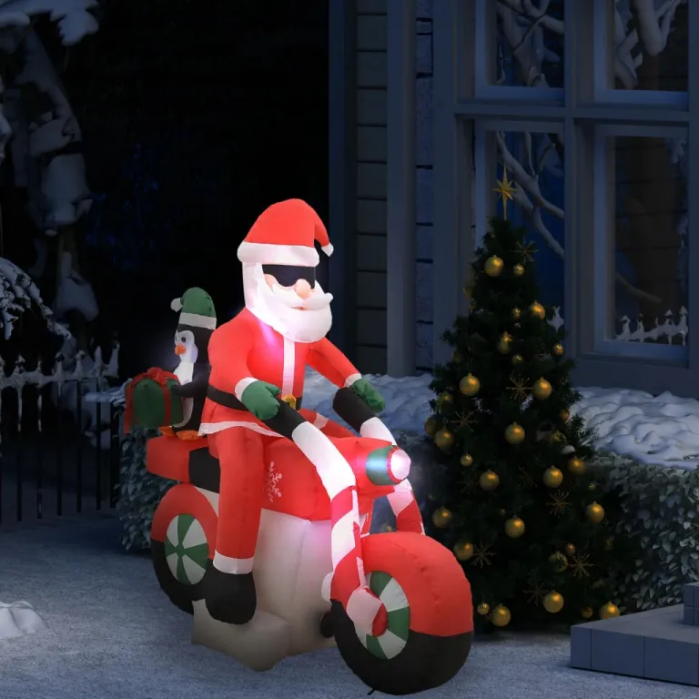 Aufblasbarer Weihnachtsmann auf Motorrad LED IP44 160 cm auen drauen