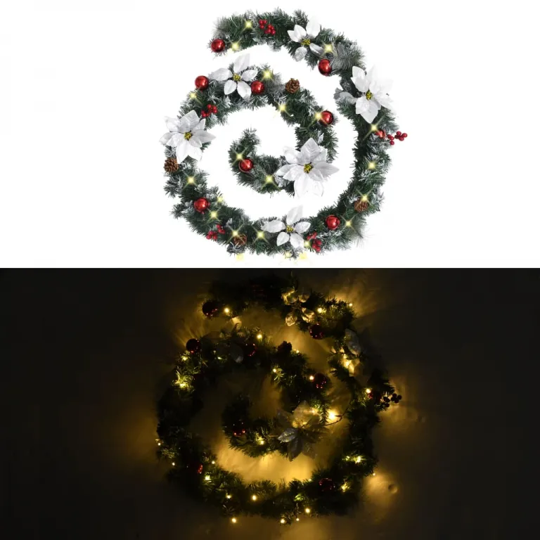 Weihnachtsgirlande mit LED-Lichtern Grn 2,7 m PVC