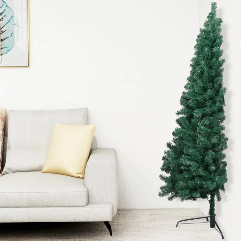 Knstlicher Halber Weihnachtsbaum mit Stnder Grn 210 cm PVC
