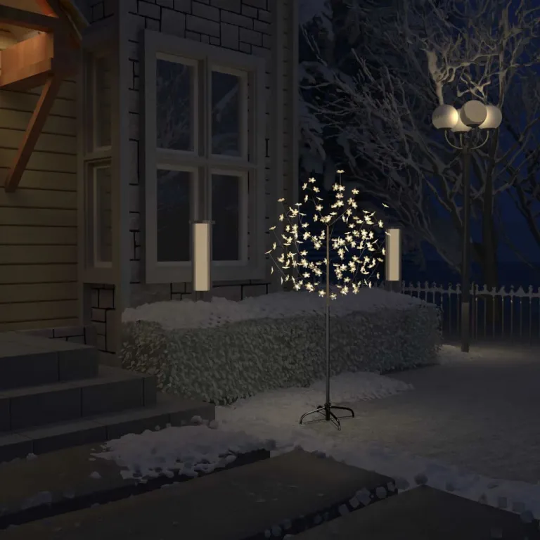 Weihnachtsbaum 120 LEDs Warmweies Licht Kirschblten 150 cm