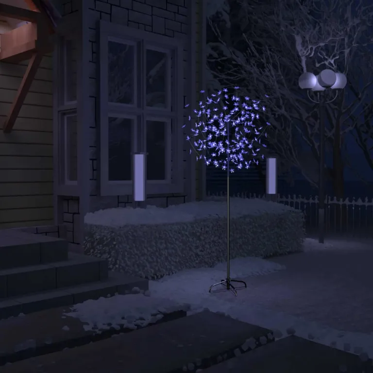 Weihnachtsbaum 200 LEDs Blau-Weies Licht Kirschblten 180 cm