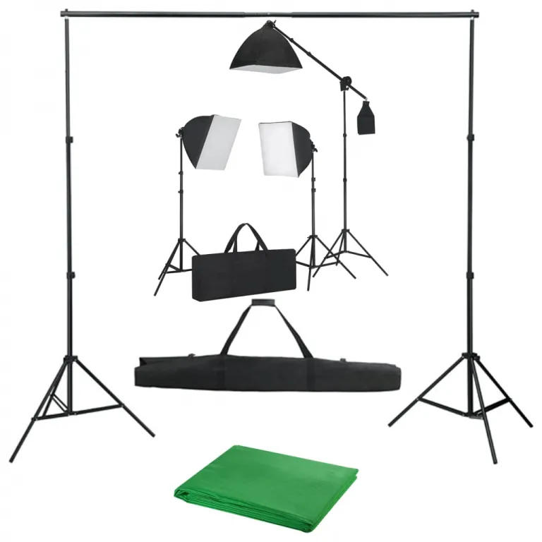 Fotostudio Set mit Softbox-Leuchten und Hintergrund