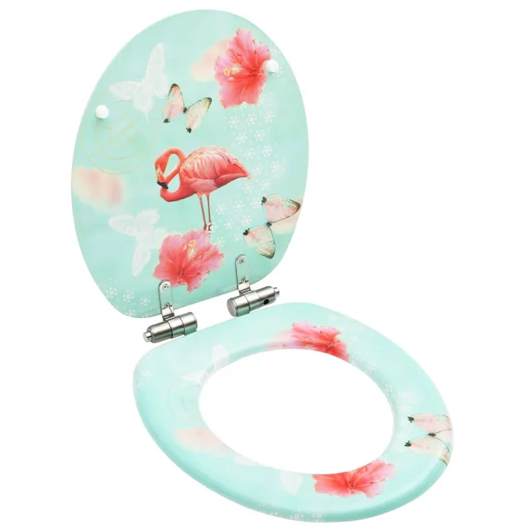 Toilettensitz mit Soft-Close-Deckel MDF Flamingo-Design