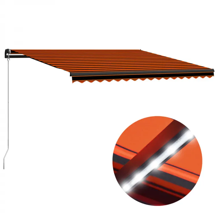 Einziehbare Markise Handbetrieben LED 400x300 cm Orange Braun Balkon Terrasse