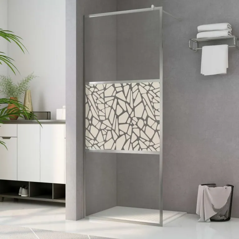 Walk In Duschwand fr Begehbare Dusche ESG-Glas Steindesign 90x195 cm