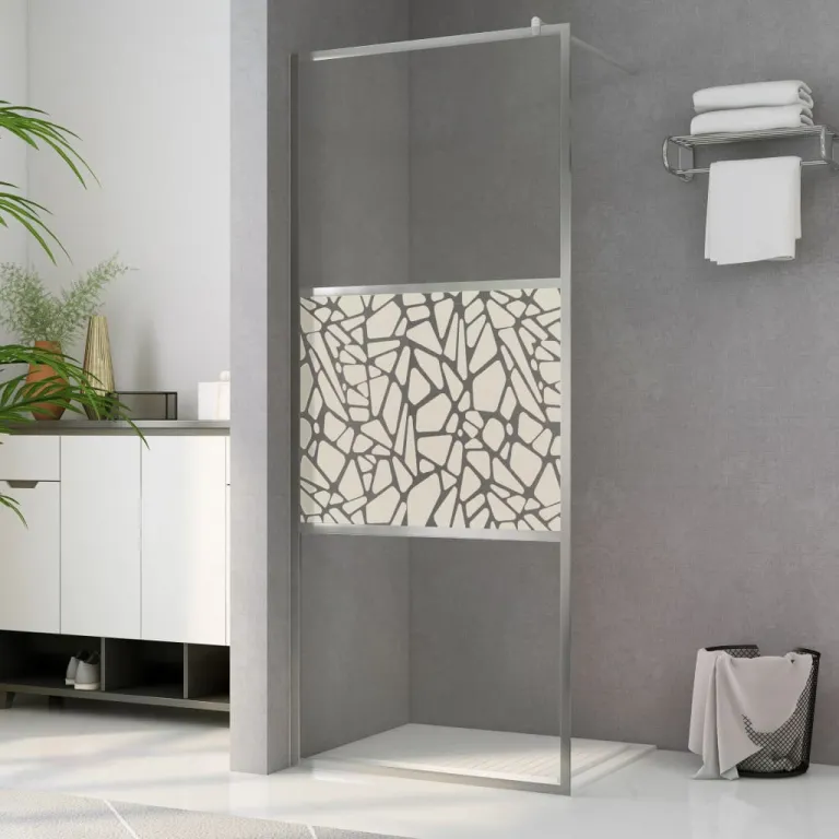 Walk In Duschwand fr Begehbare Dusche ESG-Glas Steindesign 100x195 cm