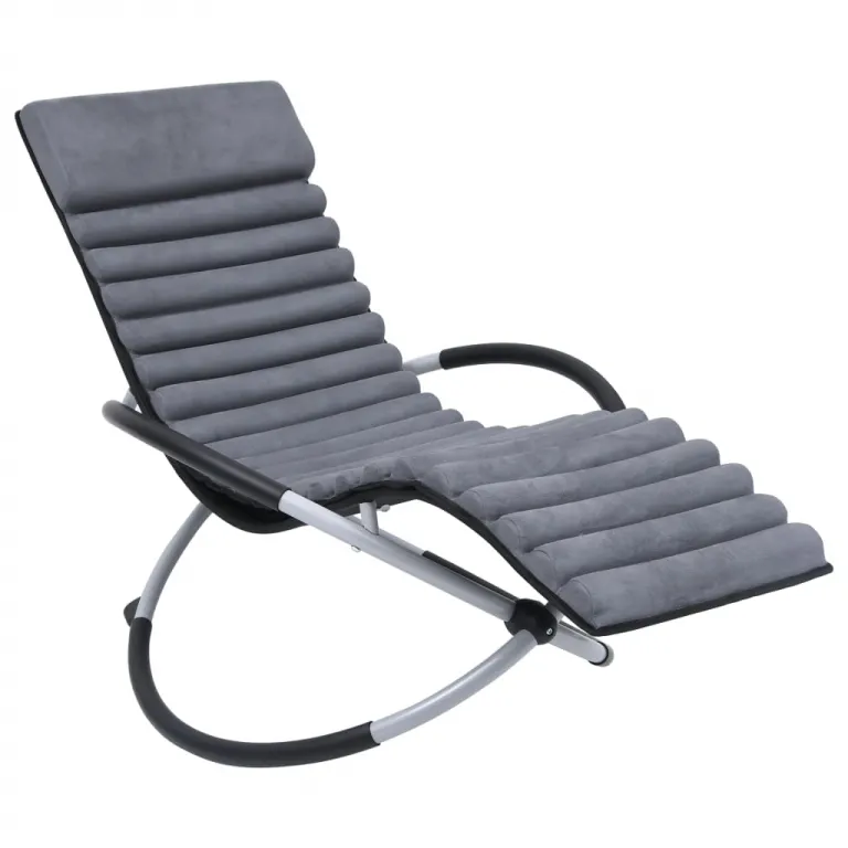Liegestuhl Relaxstuhl Gartenliege Sonnenliege mit Auflage Stahl Grau