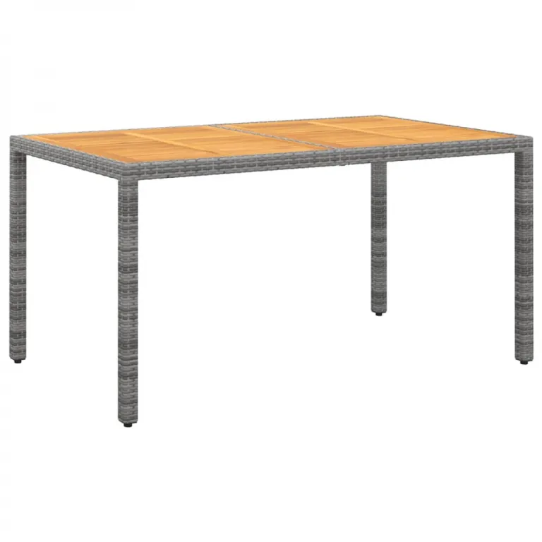 Gartentisch 150x90x75 cm Akazienholz und Polyrattan Grau