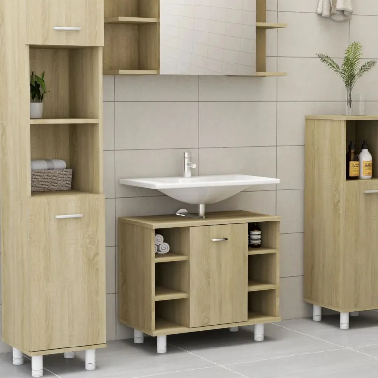 Badezimmer Schrank Sonoma-Eiche 60x32x53,5 cm Spanplatte