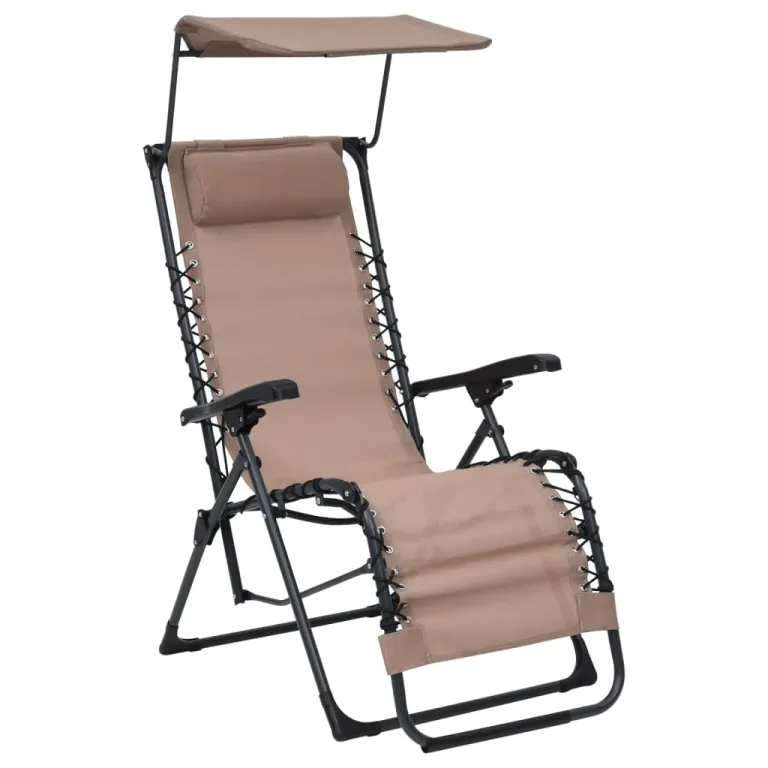 Relaxstuhl Liegestuhl mit Sonnendach Klappstuhl Gartenliege Stoffbespannung  Tau Sonnenliege