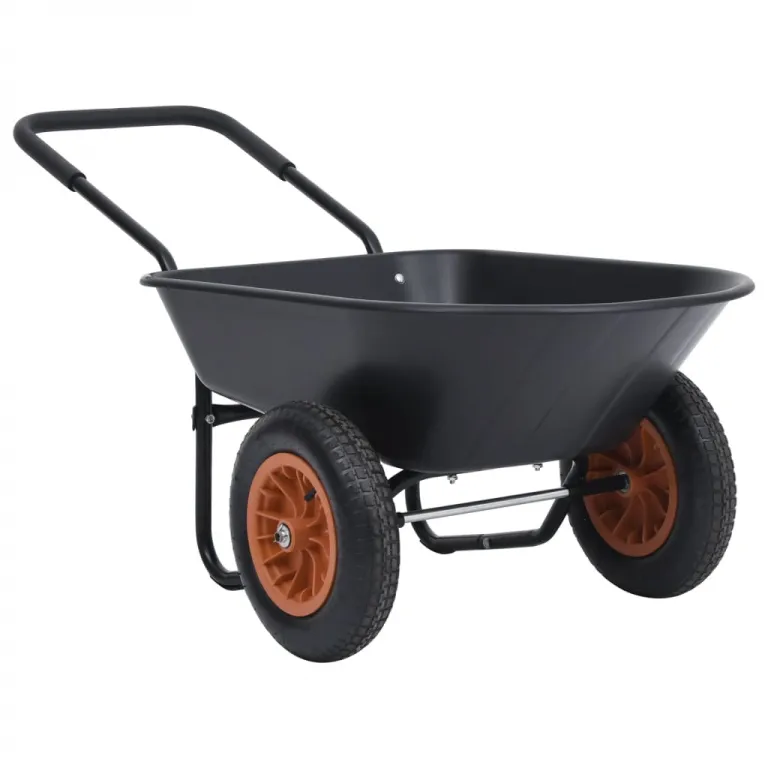 Schubkarre Schwarz und Orange 78 L 100 kg Gartenkarre Gartenarbeit Transport