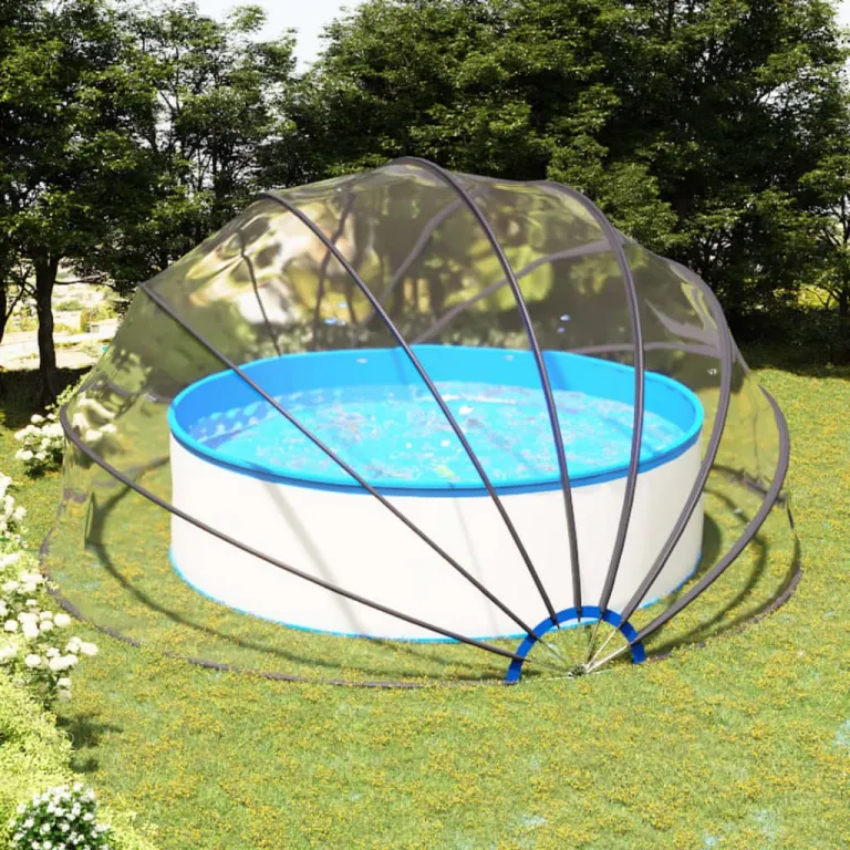 Poolabdeckung Pooldach Poolkuppel aufklappbar 500x250 cm