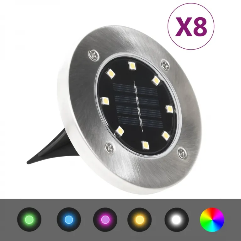 Solar-Bodenleuchten 8 Stk. LED-Leuchtmittel RGB Farbe Gartenlampe Gartenleuchte