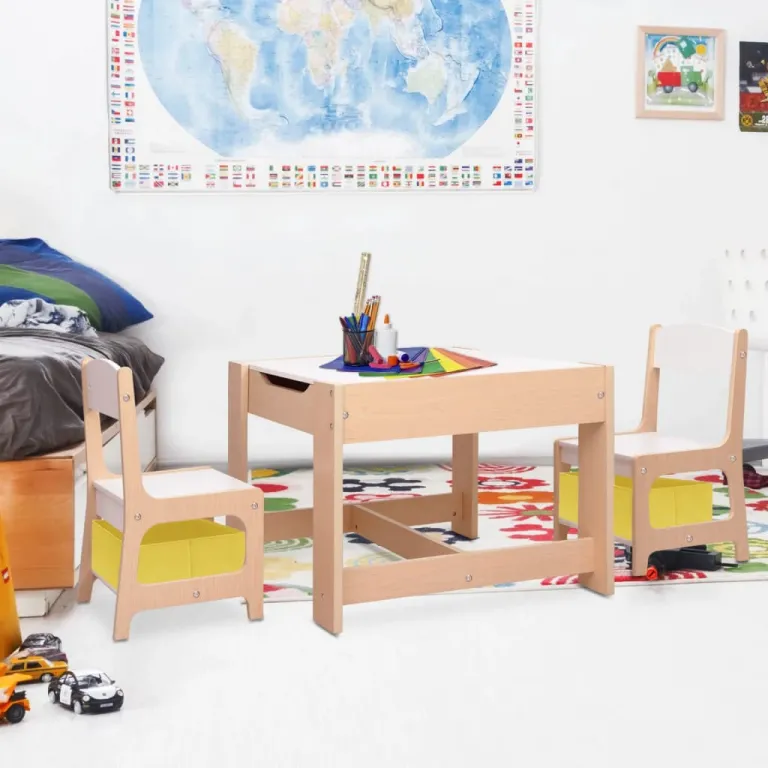 Kindertisch mit 2 Sthlen MDF Sitzgruppe Sitzmbel Kindergarten Holz