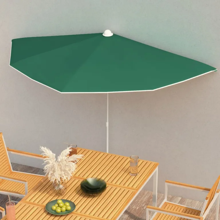 Halb-Sonnenschirm mit Mast 180x90 cm Grn