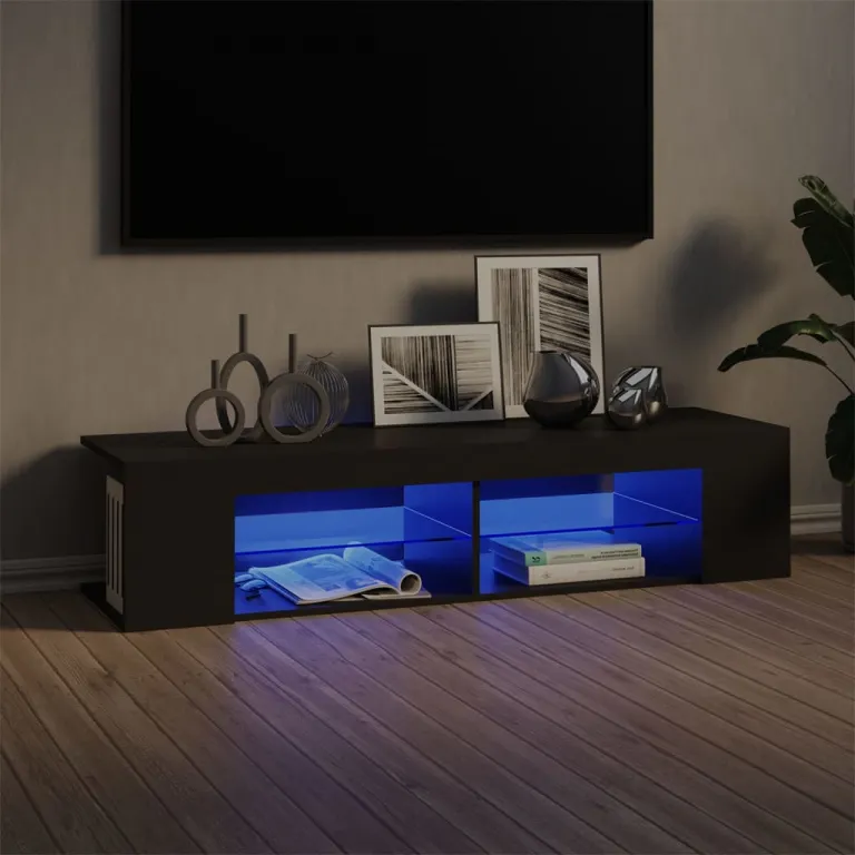 TV-Schrank mit LED-Leuchten Grau 135x39x30 cm Lowboard