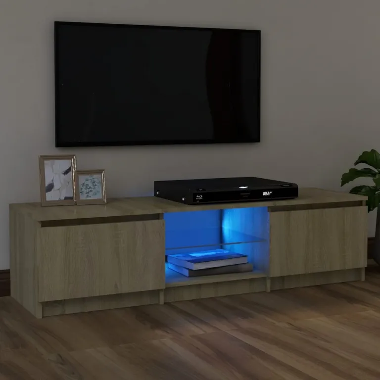 TV-Schrank mit LED-Leuchten Sonoma-Eiche 120x30x35,5 cm Lowboard