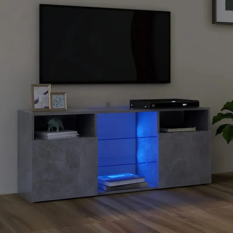 TV-Schrank mit LED-Leuchten Betongrau 120x30x50 cm Lowboard