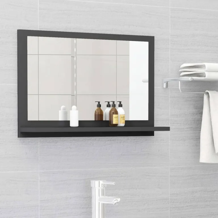 Badspiegel Grau 60x10,5x37 cm Holzwerkstoff