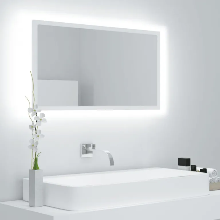 Spiegel Badezimmer LED-Beleuchtung LED-Badspiegel Wei 80x8,5x37 cm Spanplatte