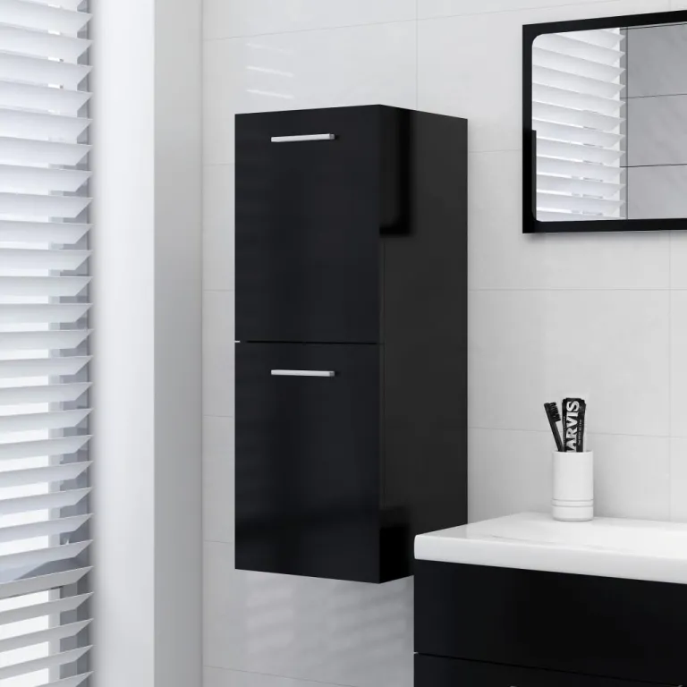 Badezimmerschrank Schwarz 30x30x80 cm Spanplatte Badezimmer Waschbecken Schrnke